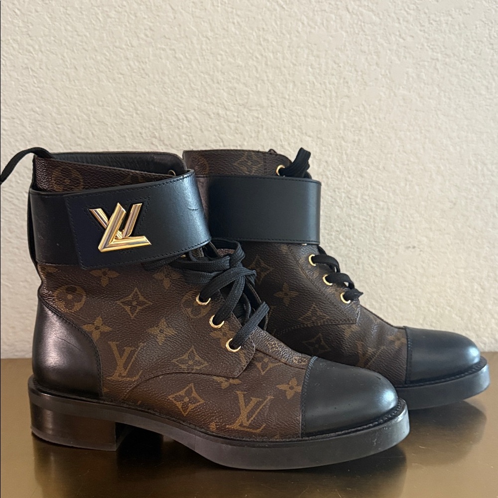 Louis Vuitton Monogram Black and Brown Boots
